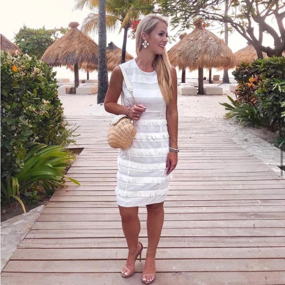 LUBA BY HANNAH PAYNE WHITE MESH AND TASSEL DRESS- SIZE 4